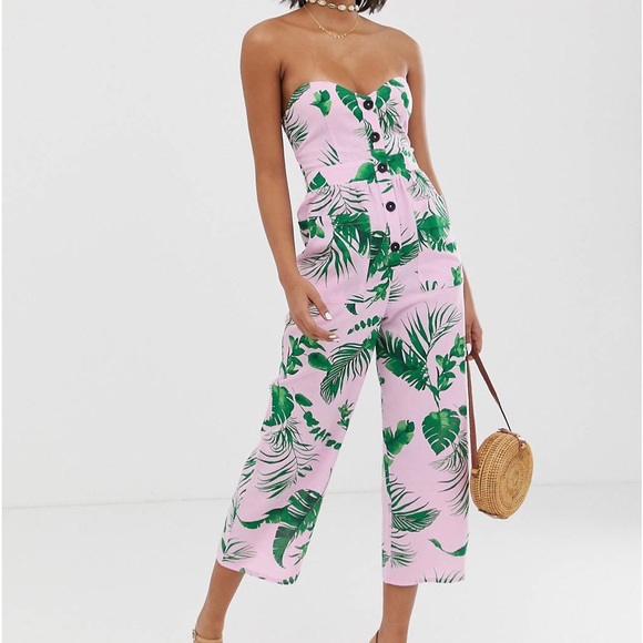 ASOS Pants - ASOS DESIGN Bandeau Button Front Jumpsuit Women’s Size 12